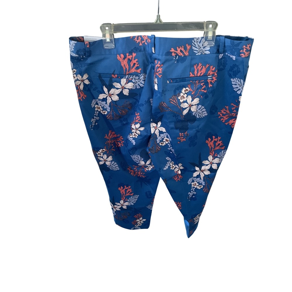 Liz Claiborne‎ Floral Ankle Pants Petite Blue Coral Print Career 20WP